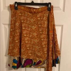 Floral Orange Wrap Skirt